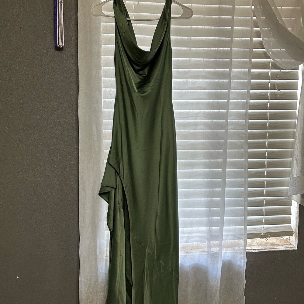 Boohoo Asymmetrical Green Dress